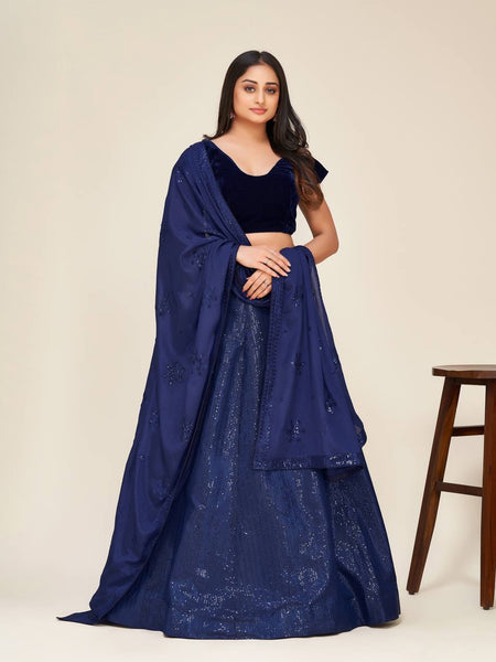 Blue Color Sequence Work  Designer Lehenga Choli