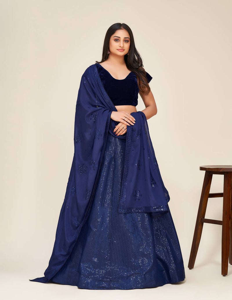 Blue Color Sequence Work  Designer Lehenga Choli