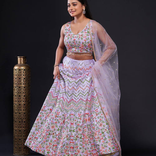 Pink Color Thread With Sequins Work  Designer Lehenga Choli