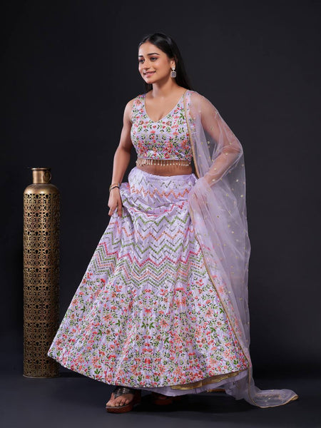 Pink Color Thread With Sequins Work  Designer Lehenga Choli