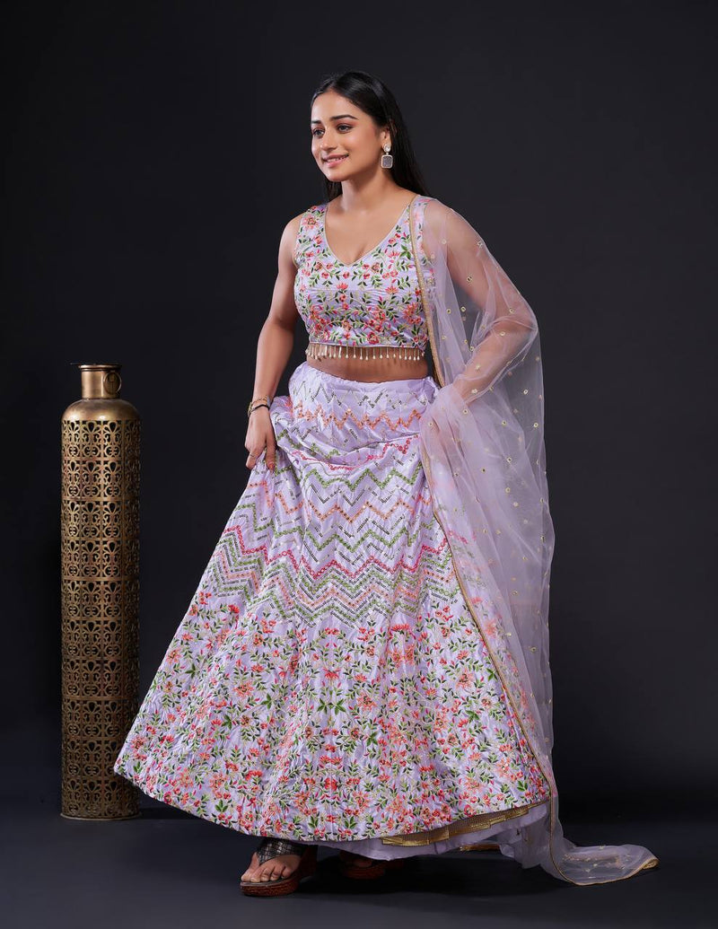 Pink Color Thread With Sequins Work  Designer Lehenga Choli
