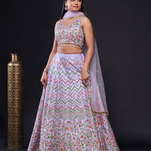 Pink Color Thread With Sequins Work  Designer Lehenga Choli