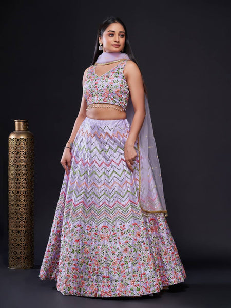 Pink Color Thread With Sequins Work  Designer Lehenga Choli