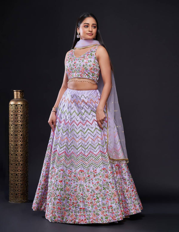 Pink Color Thread With Sequins Work  Designer Lehenga Choli