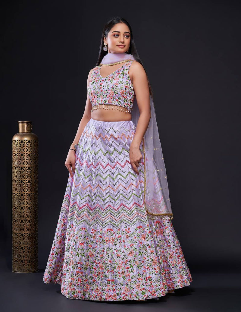 Pink Color Thread With Sequins Work  Designer Lehenga Choli