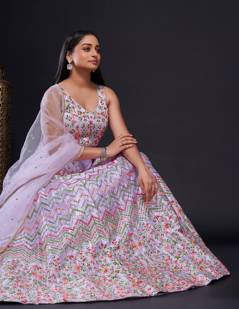 Pink Color Thread With Sequins Work  Designer Lehenga Choli