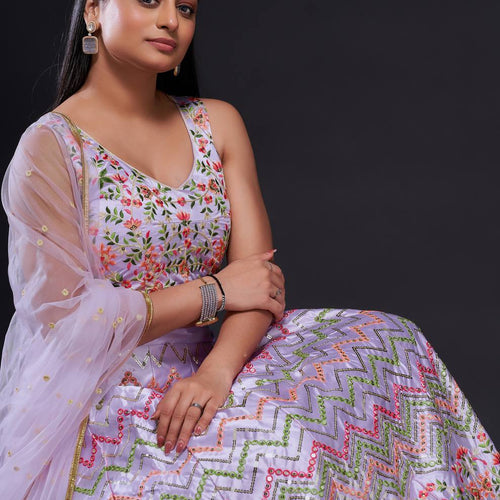 Pink Color Thread With Sequins Work  Designer Lehenga Choli