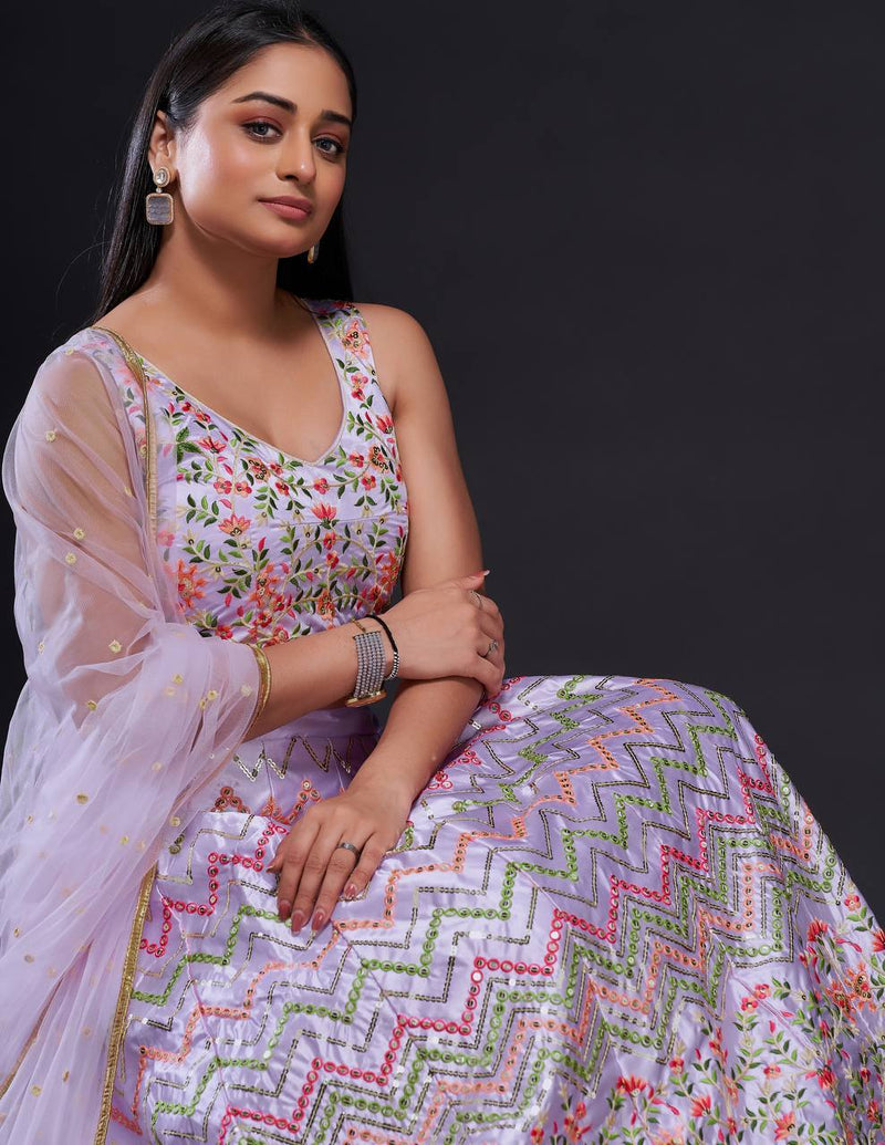 Pink Color Thread With Sequins Work  Designer Lehenga Choli