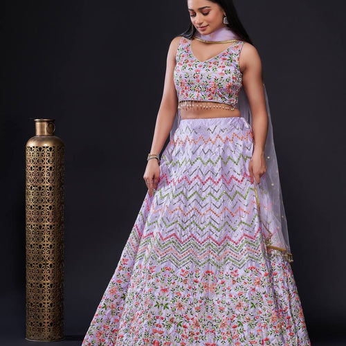 Pink Color Thread With Sequins Work  Designer Lehenga Choli