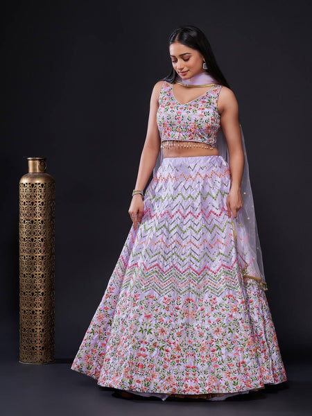 Pink Color Thread With Sequins Work  Designer Lehenga Choli