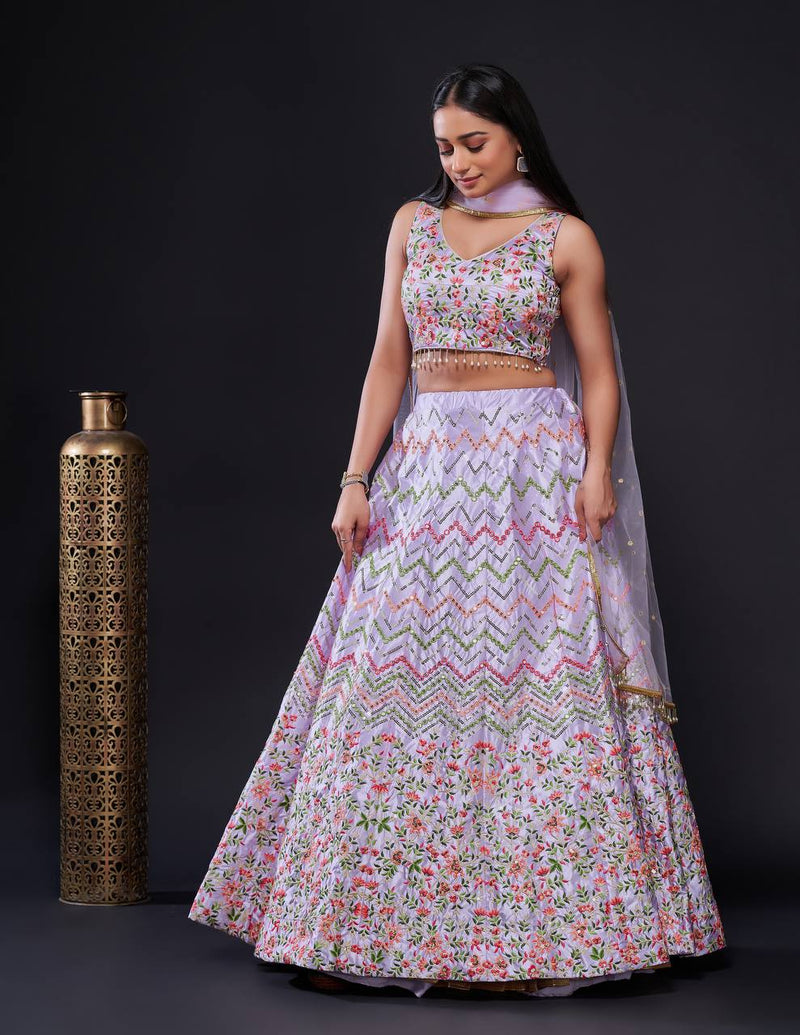 Pink Color Thread With Sequins Work  Designer Lehenga Choli