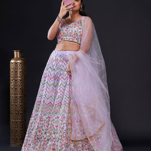 Pink Color Thread With Sequins Work  Designer Lehenga Choli
