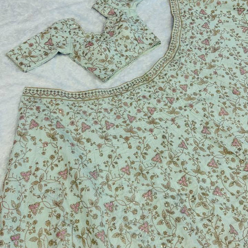 Pista Color Thread With Sequins Work Wedding Wear Designer Lehenga Choli