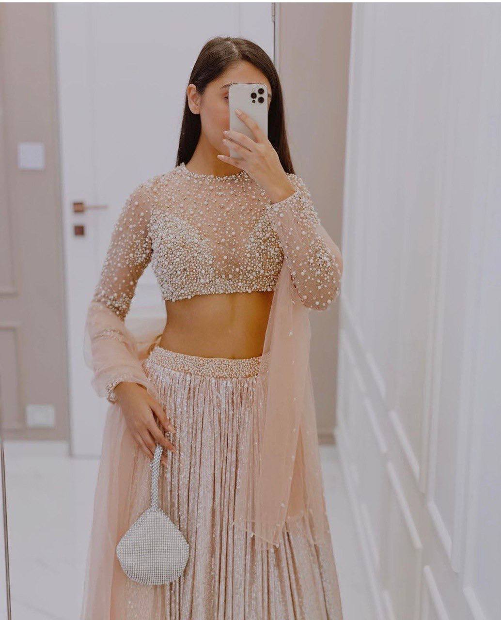 Baby Pink Color Sequins Work  Designer  Party Wear Lehenga Choli