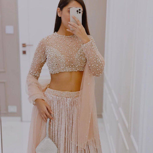 Baby Pink Color Sequins Work  Designer  Party Wear Lehenga Choli