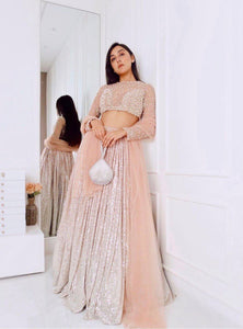 Baby Pink Color Sequins Work  Designer  Party Wear Lehenga Choli