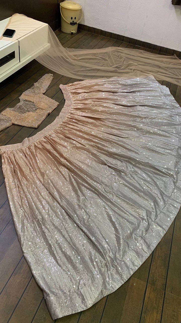 Baby Pink Color Sequins Work  Designer  Party Wear Lehenga Choli