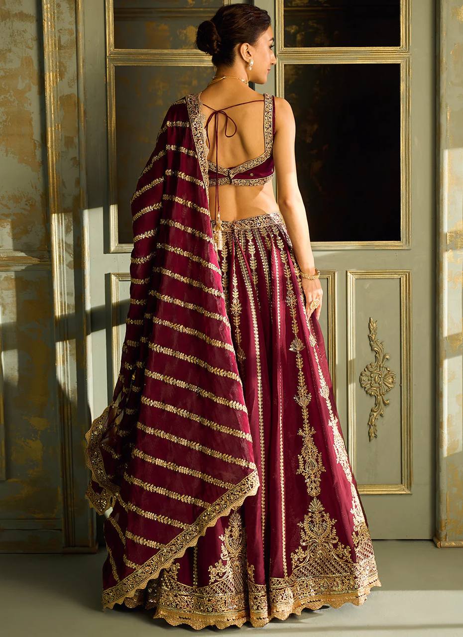 Maroon Color Heavy Thread With Sequence Work  Designer Bridal Lehenga Choli