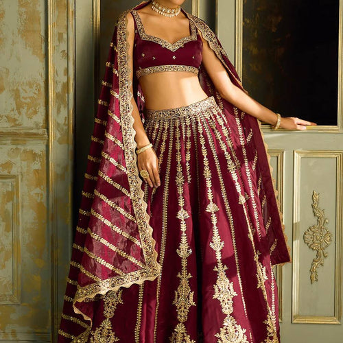 Maroon Color Heavy Thread With Sequence Work  Designer Bridal Lehenga Choli