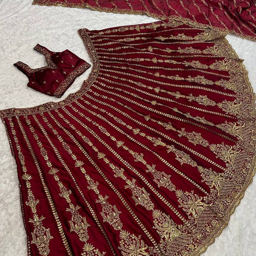 Maroon Color Heavy Thread With Sequence Work  Designer Bridal Lehenga Choli