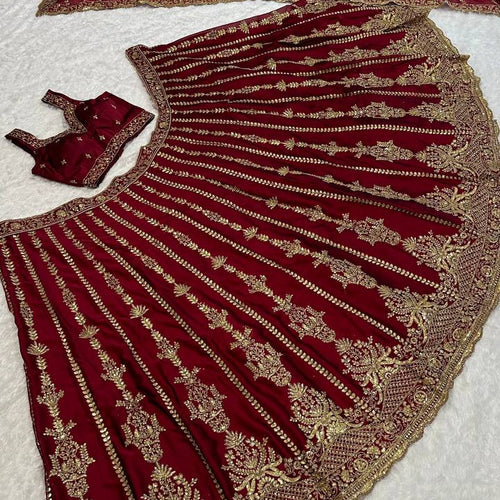 Maroon Color Heavy Thread With Sequence Work  Designer Bridal Lehenga Choli