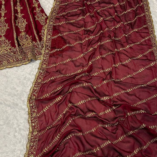 Maroon Color Heavy Thread With Sequence Work  Designer Bridal Lehenga Choli