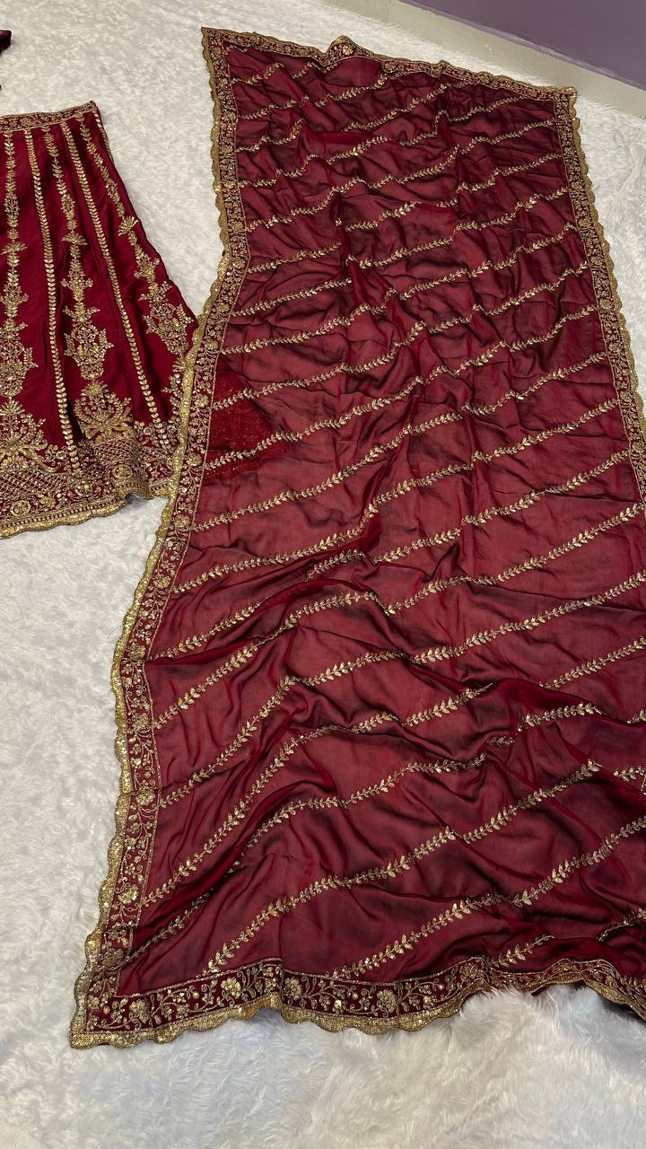 Maroon Color Heavy Thread With Sequence Work  Designer Bridal Lehenga Choli