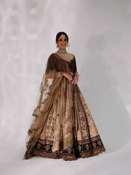 Golden Color  Heavy Thread With Sequence Work  Designer Lehenga Choli