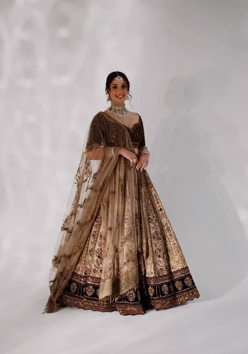 Golden Color  Heavy Thread With Sequence Work  Designer Lehenga Choli