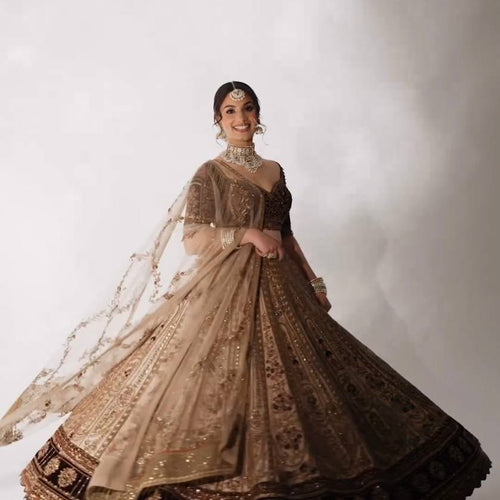 Golden Color  Heavy Thread With Sequence Work  Designer Lehenga Choli