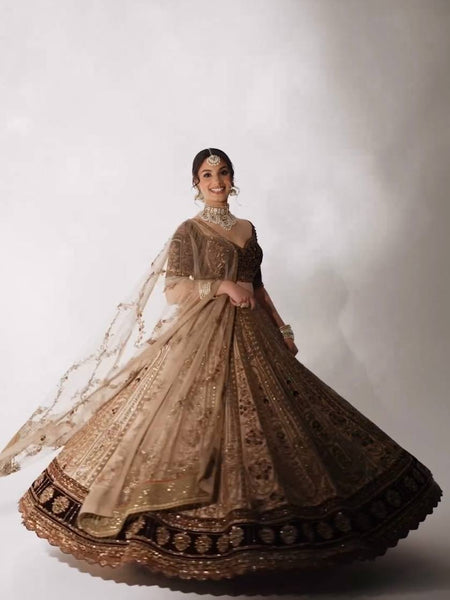 Golden Color  Heavy Thread With Sequence Work  Designer Lehenga Choli