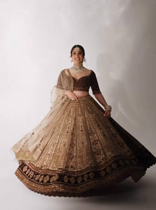 Golden Color  Heavy Thread With Sequence Work  Designer Lehenga Choli