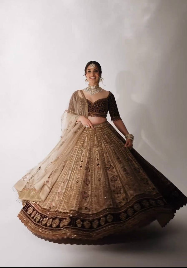 Golden Color  Heavy Thread With Sequence Work  Designer Lehenga Choli