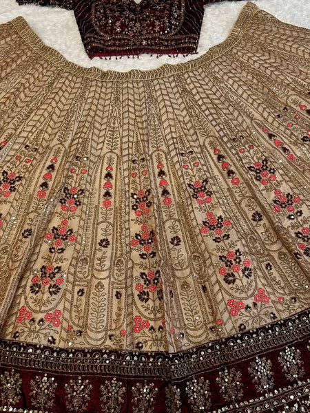 Golden Color  Heavy Thread With Sequence Work  Designer Lehenga Choli