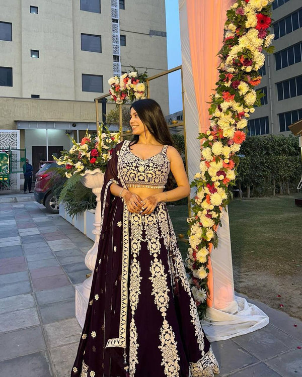 Dark Violet Color Heavy Sequence Work  Designer Lehenga Choli