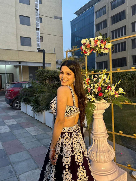 Dark Violet Color Heavy Sequence Work  Designer Lehenga Choli