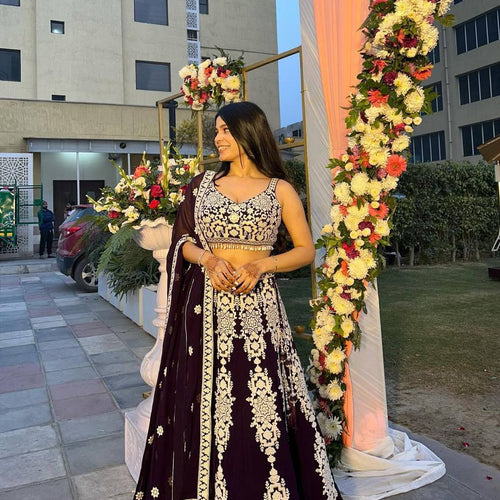 Dark Violet Color Heavy Sequence Work  Designer Lehenga Choli