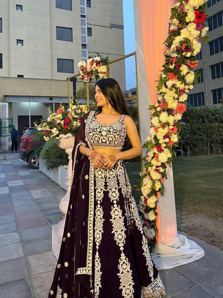 Dark Violet Color Heavy Sequence Work  Designer Lehenga Choli
