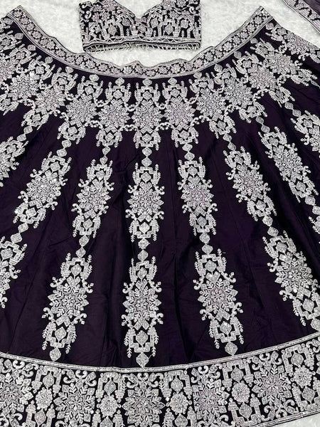 Dark Violet Color Heavy Sequence Work  Designer Lehenga Choli