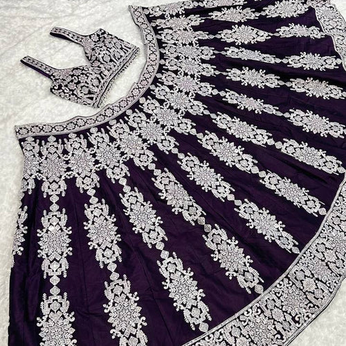 Dark Violet Color Heavy Sequence Work  Designer Lehenga Choli