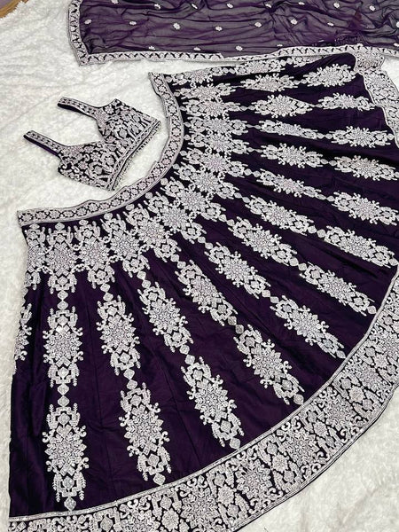 Dark Violet Color Heavy Sequence Work  Designer Lehenga Choli
