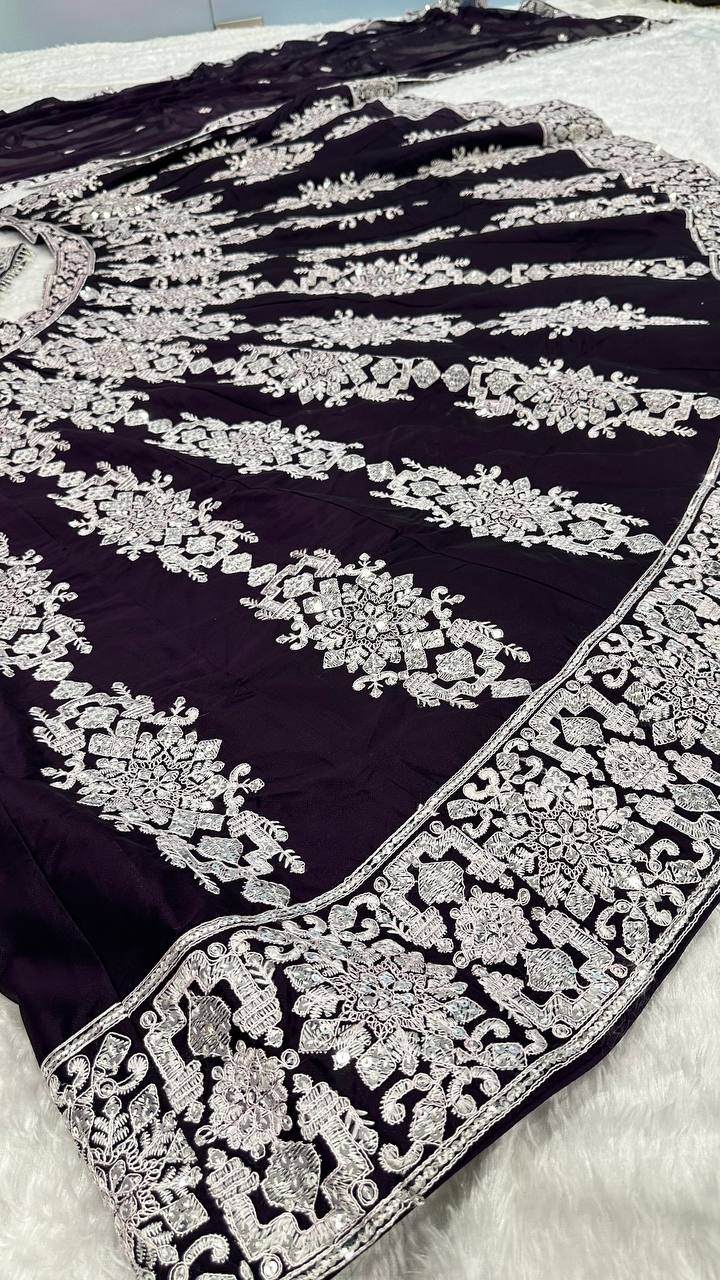 Dark Violet Color Heavy Sequence Work  Designer Lehenga Choli