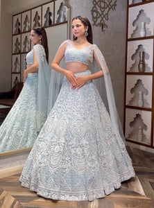 Gray Color Thread With Sequence Work Designer Lehenga Choli