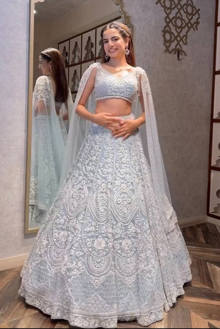 Gray Color Thread With Sequence Work Designer Lehenga Choli
