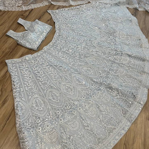 Gray Color Thread With Sequence Work Designer Lehenga Choli