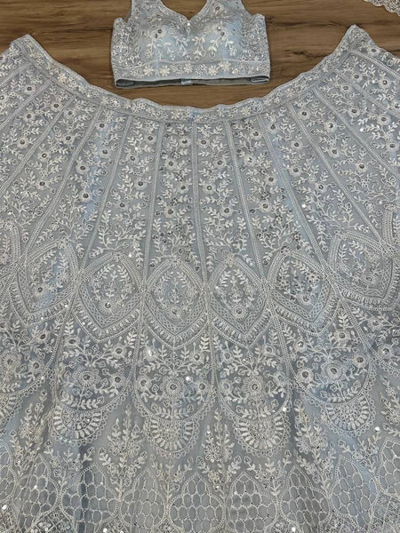 Gray Color Thread With Sequence Work Designer Lehenga Choli