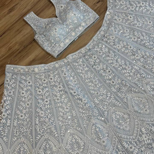 Gray Color Thread With Sequence Work Designer Lehenga Choli