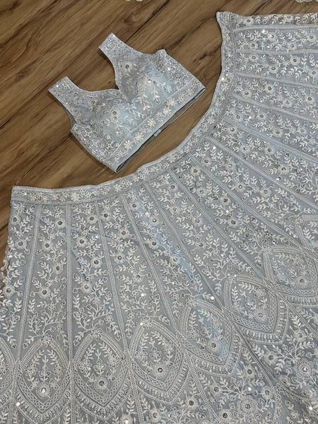 Gray Color Thread With Sequence Work Designer Lehenga Choli
