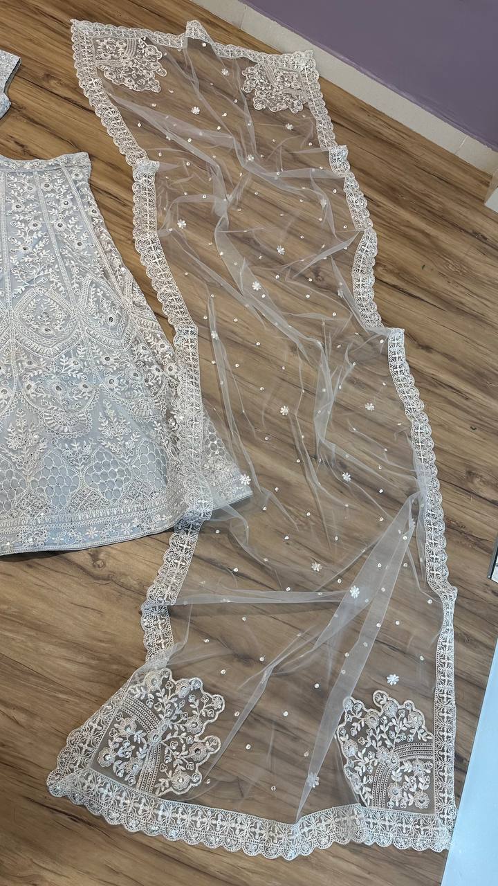 Gray Color Thread With Sequence Work Designer Lehenga Choli