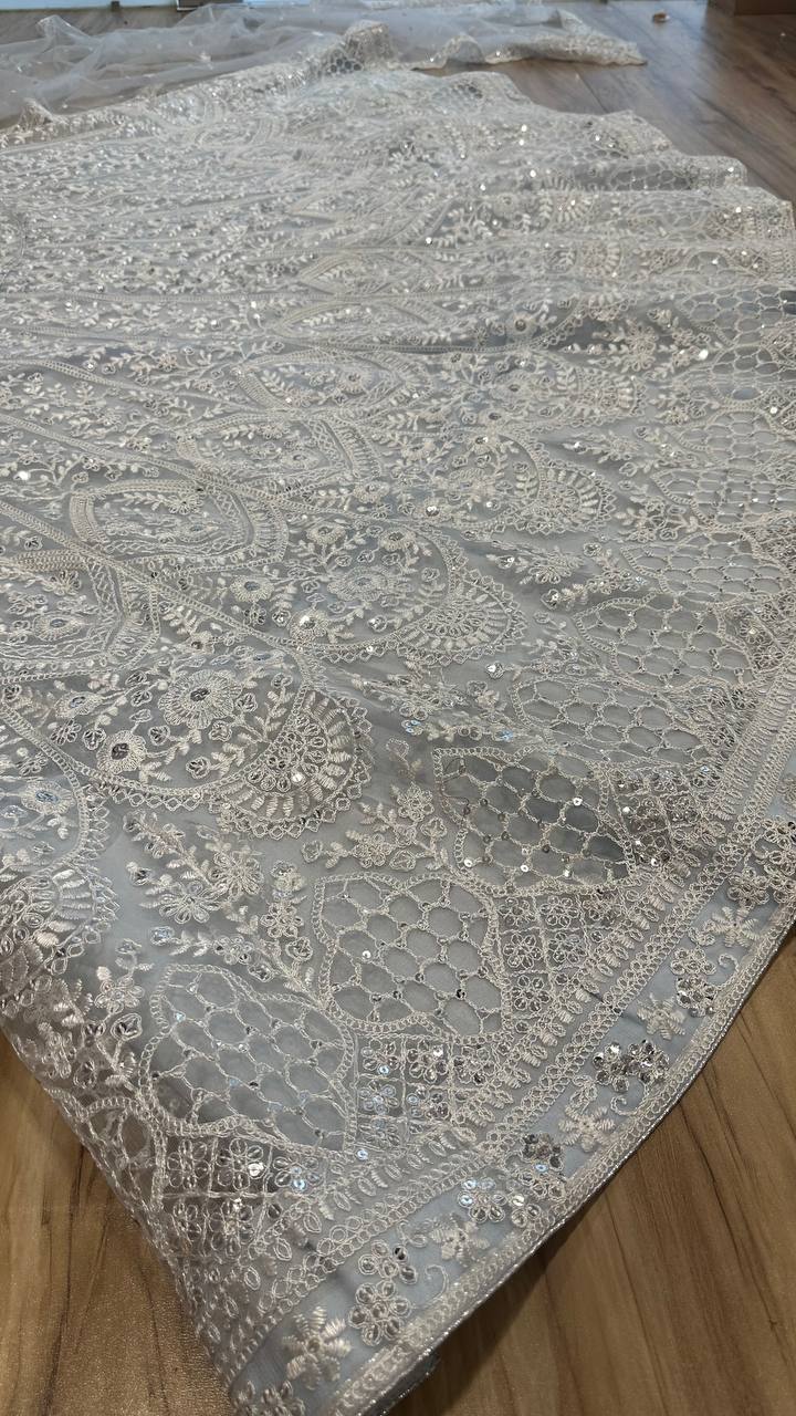 Gray Color Thread With Sequence Work Designer Lehenga Choli